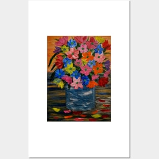 Mixed flowers in a vase Posters and Art